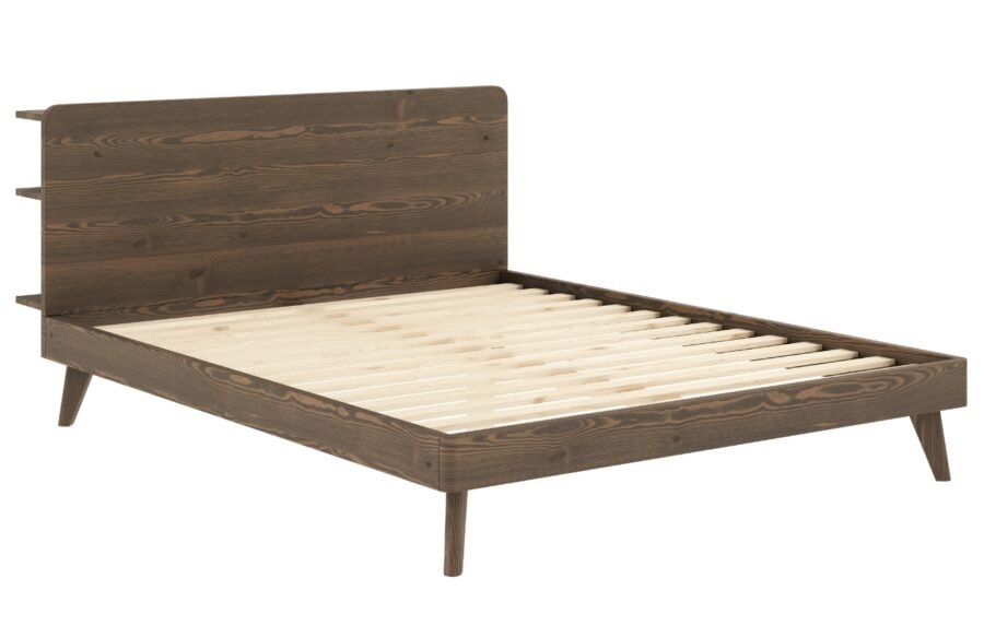 Hnědá dřevěná dvoulůžková postel Karup Design Retreat